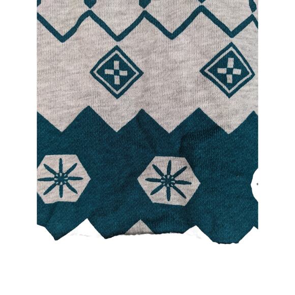 Colsie Cropped Sweatshirt Fair Isle Fleece Lounge Gray S Teal Long Sleeves Crew - Picture 3 of 9